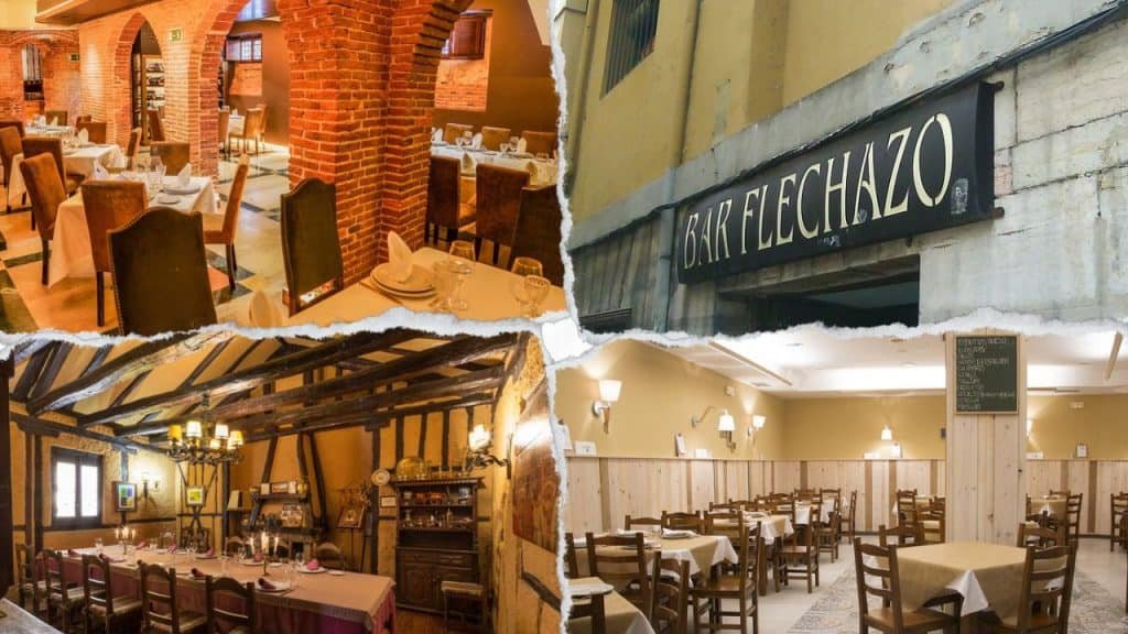 Restaurantes económicos en León: interiores de bares y tabernas típicas como El Flechazo y otros locales - donde comer en leon centro
